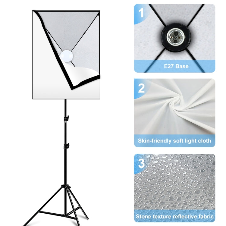 PULUZ 50x70cm Studio Softbox + 2m Soporte para trípode + Kit de fotografía con bombilla LED de luz blanca E27 30W 5700K individual, Single Bulb EU Plug, Single Bulb US Plug, Single Bulb EU Plug (RU)