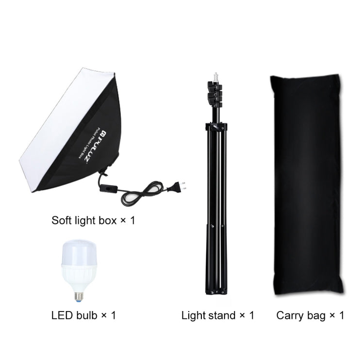 PULUZ 50x70cm Studio Softbox + 2m Soporte para trípode + Kit de fotografía con bombilla LED de luz blanca E27 30W 5700K individual, Single Bulb EU Plug, Single Bulb US Plug, Single Bulb EU Plug (RU)