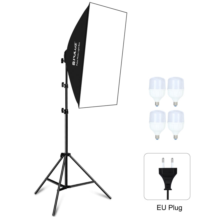 PULUZ 50x70cm Softbox de estudio + soporte para trípode de 2m + 4 x E27 24W 5700K luz blanca bombilla LED Kit de iluminación para fotografía, 4 x Bulb EU Plug (RU), 4 x Bulb EU Plug, 4 x Bulb US Plug