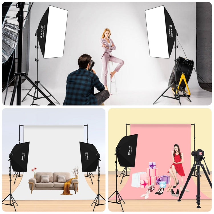 PULUZ 50x70cm Softbox de estudio + soporte para trípode de 2m + 4 x E27 24W 5700K luz blanca bombilla LED Kit de iluminación para fotografía, 4 x Bulb EU Plug (RU), 4 x Bulb EU Plug, 4 x Bulb US Plug