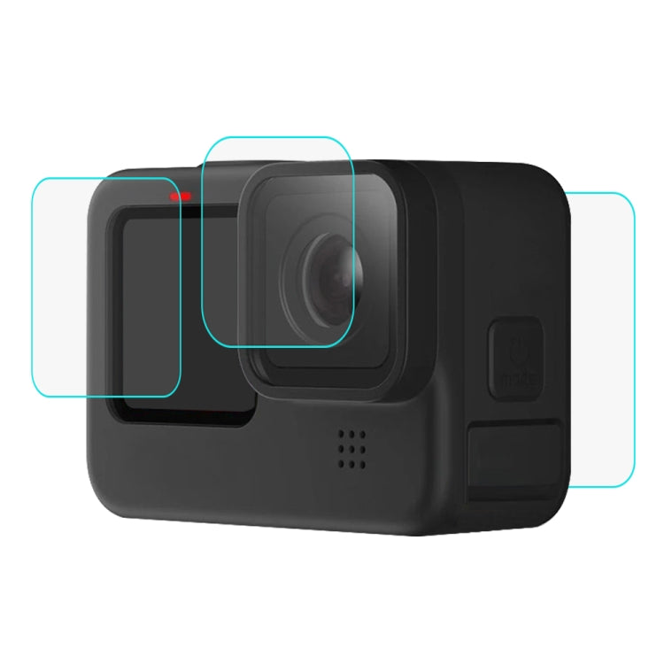 PULUZ para GoPro Hero12 Negro / 11 Negro / 10 Negro / 9 Lente Negro + Pantalla LCD Película de vidrio templado 9H 2.5D, For GoPro HERO9 Black