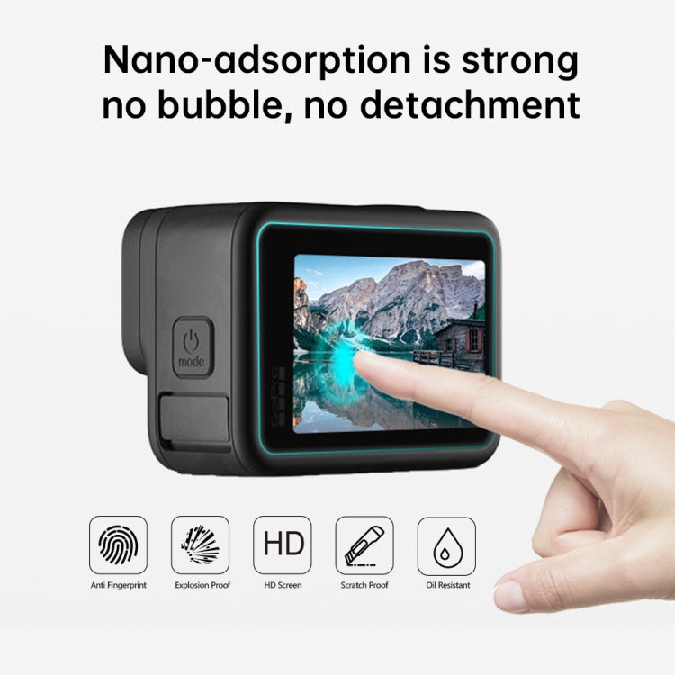 PULUZ para GoPro Hero12 Negro / 11 Negro / 10 Negro / 9 Lente Negro + Pantalla LCD Película de vidrio templado 9H 2.5D, For GoPro HERO9 Black