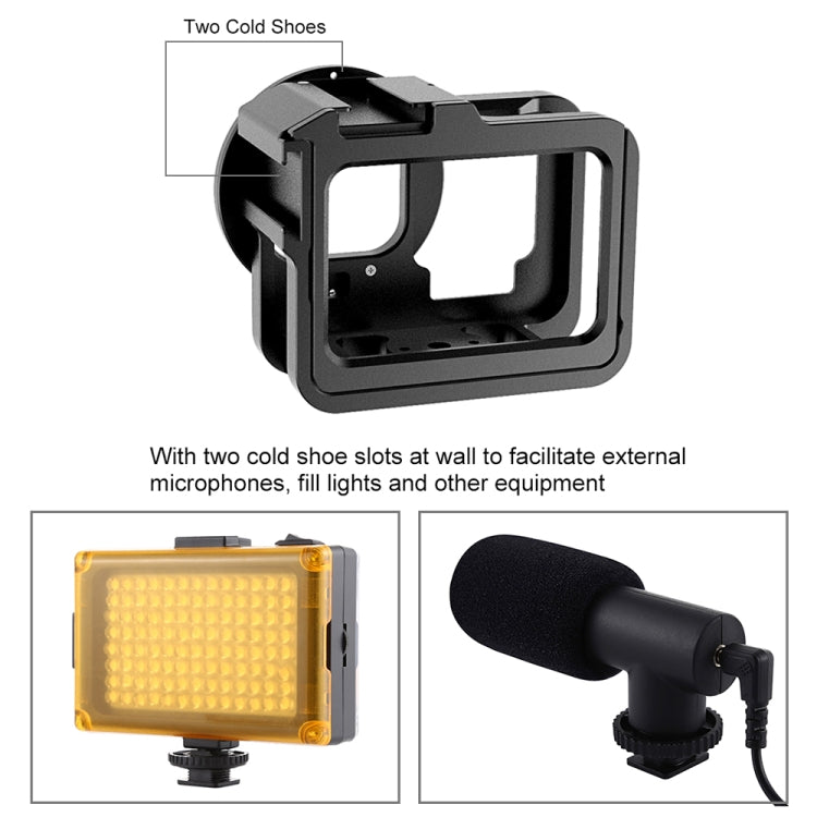 PULUZ para GoPro HERO12 Negro /11 Negro /10 Negro /9 Negro Carcasa gruesa Jaula protectora de aleación de aluminio CNC con marco de seguro y lente UV de 52 mm, For GoPro HERO9 Black Thicken