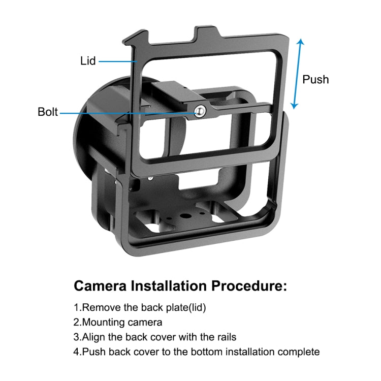 PULUZ para GoPro HERO12 Negro /11 Negro /10 Negro /9 Negro Carcasa gruesa Jaula protectora de aleación de aluminio CNC con marco de seguro y lente UV de 52 mm, For GoPro HERO9 Black Thicken