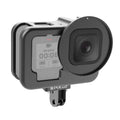 PULUZ para GoPro HERO12 Negro /11 Negro /10 Negro /9 Negro Carcasa delgada Jaula protectora de aleación de aluminio CNC con marco de seguro y lente UV de 52 mm, For GoPro HERO9 Black Thin