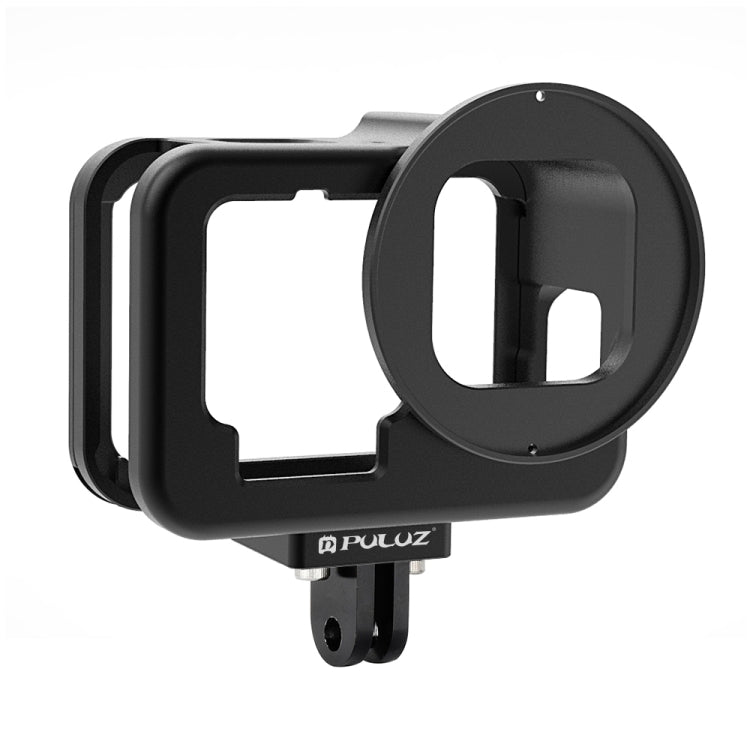 PULUZ para GoPro HERO12 Negro /11 Negro /10 Negro /9 Negro Carcasa delgada Jaula protectora de aleación de aluminio CNC con marco de seguro y lente UV de 52 mm, For GoPro HERO9 Black Thin