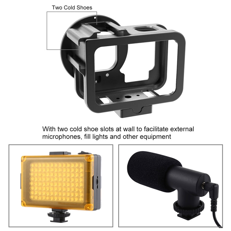 PULUZ para GoPro HERO12 Negro /11 Negro /10 Negro /9 Negro Carcasa delgada Jaula protectora de aleación de aluminio CNC con marco de seguro y lente UV de 52 mm, For GoPro HERO9 Black Thin