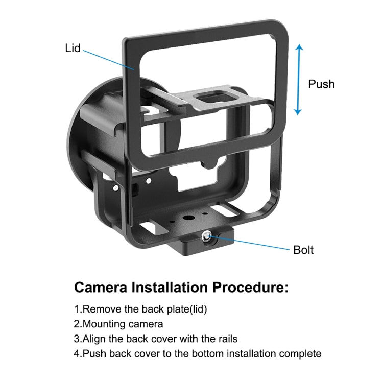PULUZ para GoPro HERO12 Negro /11 Negro /10 Negro /9 Negro Carcasa delgada Jaula protectora de aleación de aluminio CNC con marco de seguro y lente UV de 52 mm, For GoPro HERO9 Black Thin