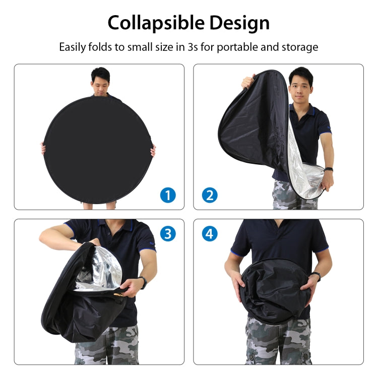 PULUZ 110cm 5 en 1 (Plata / Translúcido / Dorado / Blanco / Negro) Tablero reflector plegable para estudio fotográfico, 110cm Reflector(AE), 110cm Reflector