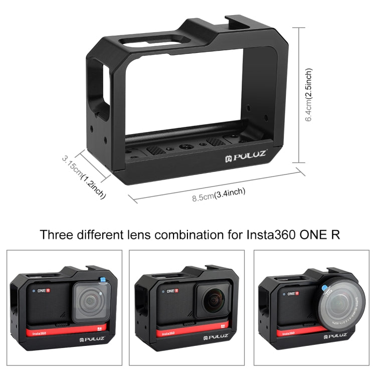 PULUZ-carcasa protectora con montura de marco de aleación de aluminio, ranura para Base de zapata fría y adaptador de Base de trípode para Insta360 One R, For Insta 360 One R Frame Cage(B), For Insta 360 One R Frame Cage(R)