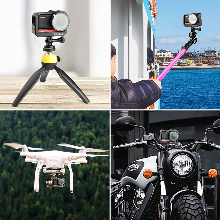 PULUZ-carcasa protectora con montura de marco de aleación de aluminio, ranura para Base de zapata fría y adaptador de Base de trípode para Insta360 One R, For Insta 360 One R Frame Cage(B), For Insta 360 One R Frame Cage(R)