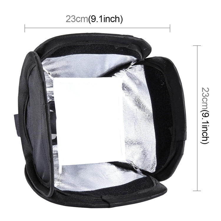 Cubierta de caja de luz difusora de luz de flash suave plegable PULUZ, tamaño: 23 cm x 23 cm, 23cm Softbox
