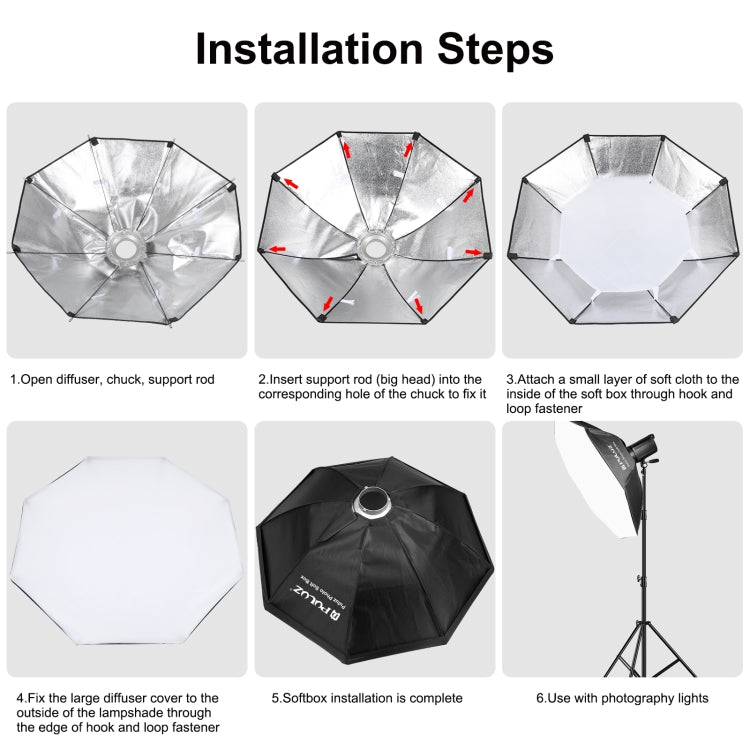 PULUZ 95cm Speedlite Flash Octagon Softbox parabólico Difusor de montaje Bowens, 95cm Octangle