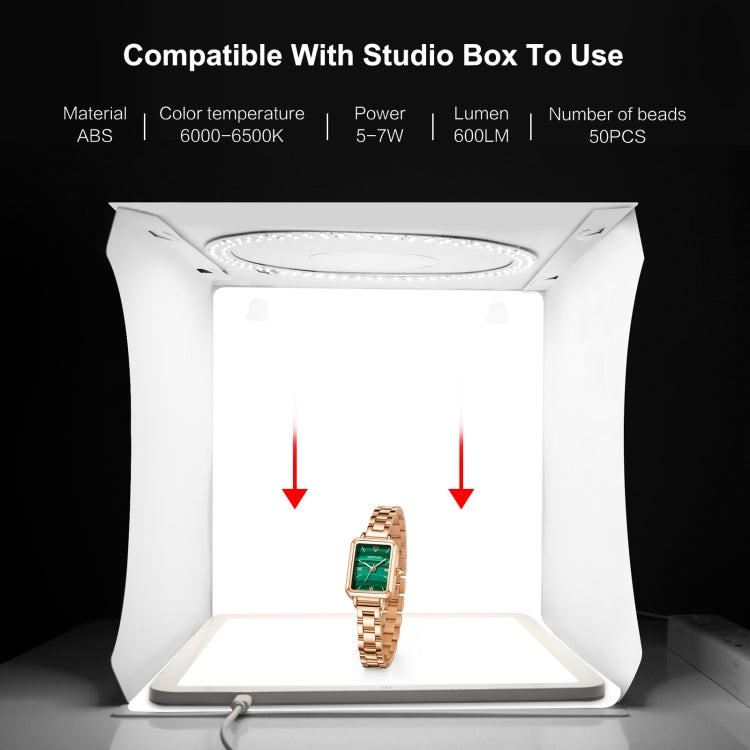 Almohadilla de luz LED sin sombras PULUZ de 20 cm para caja de estudio fotográfico, 20cm Shadowless Light