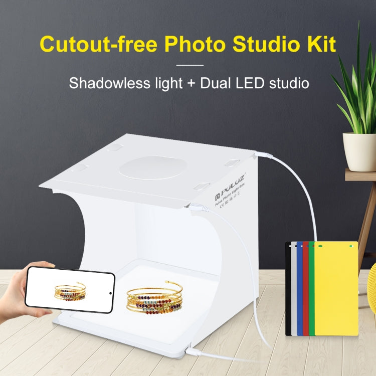 PULUZ Mini LED Fotografía Lámpara de luz sin sombras Panel Pad + Caja de tienda de tiro de estudio, Material acrílico, Área efectiva de 20 cm x 20 cm, 20cm(2 LED) + Shadowless Light(RU), 20cm(2 LED) + Shadowless Light