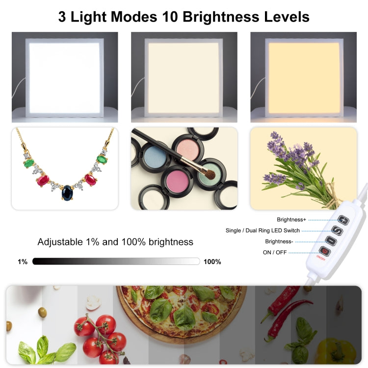 PULUZ 1000LM LED acrílico sin atenuación Polar almohadilla de luz sin sombras con interruptor para caja de estudio fotográfico de 40cm, Light(US), Light(UK), Light(EU), Light(AU), Light (JP PSE Certified)