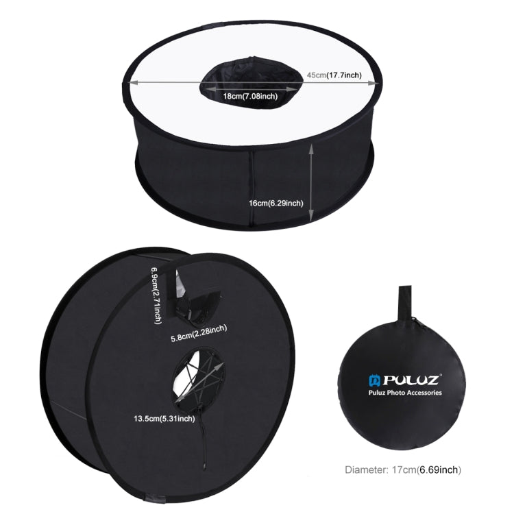 PULUZ Difusor plegable de luz de flash SpeedLite, estilo redondo, macro y retrato, 45 cm, 45cm Round(US), 45cm Round, 45cm Round(AE)