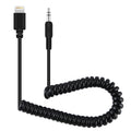 PULUZ TRRS macho de 3,5 mm a macho de 8 pines Adaptador de audio para micrófono en vivo Cable en espiral con resorte para iPhone, cable que se extiende hasta 100 cm, 3.5mm Male to 8 Pin