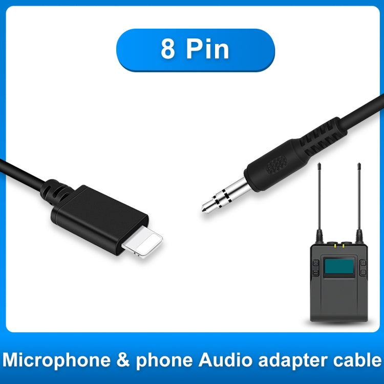 PULUZ TRRS macho de 3,5 mm a macho de 8 pines Adaptador de audio para micrófono en vivo Cable en espiral con resorte para iPhone, cable que se extiende hasta 100 cm, 3.5mm Male to 8 Pin