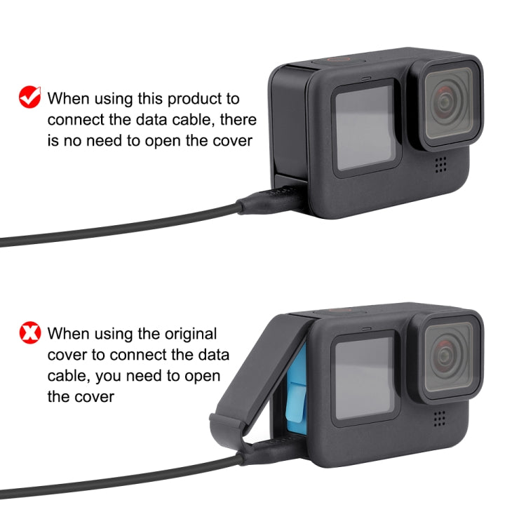 Cubierta de interfaz lateral de batería de metal PULUZ para GoPro HERO12 Negro /11 Negro /10 Negro /9 Negro, Metal Plastic Side Cover