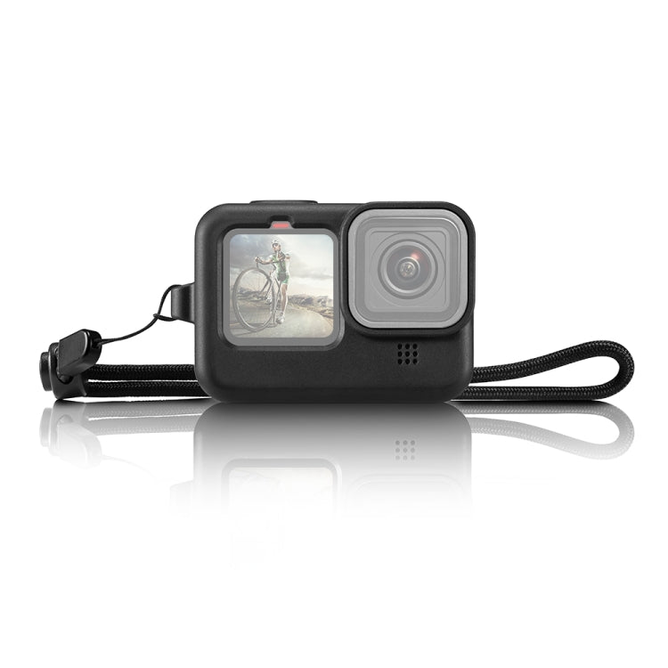 PULUZ para GoPro HERO12 Negro /11 Negro /10 Negro /9 Negro Funda protectora de silicona con correa para la muñeca y cubierta para lente, For GoPro HERO9 Black
