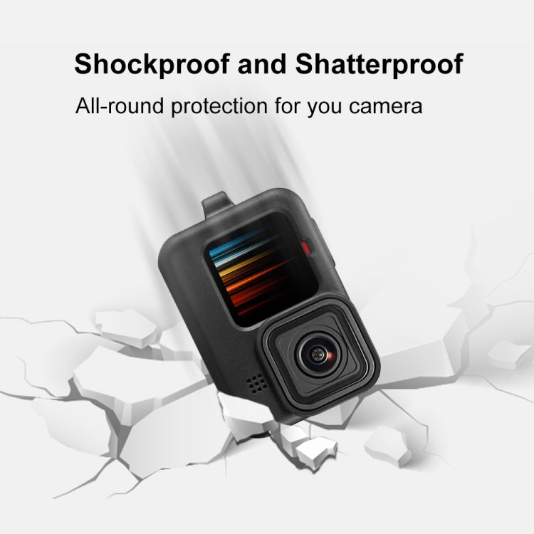 PULUZ para GoPro HERO12 Negro /11 Negro /10 Negro /9 Negro Funda protectora de silicona con correa para la muñeca y cubierta para lente, For GoPro HERO9 Black