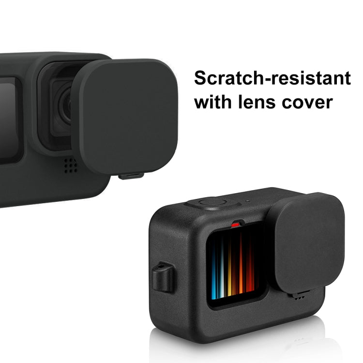 PULUZ para GoPro HERO12 Negro /11 Negro /10 Negro /9 Negro Funda protectora de silicona con correa para la muñeca y cubierta para lente, For GoPro HERO9 Black