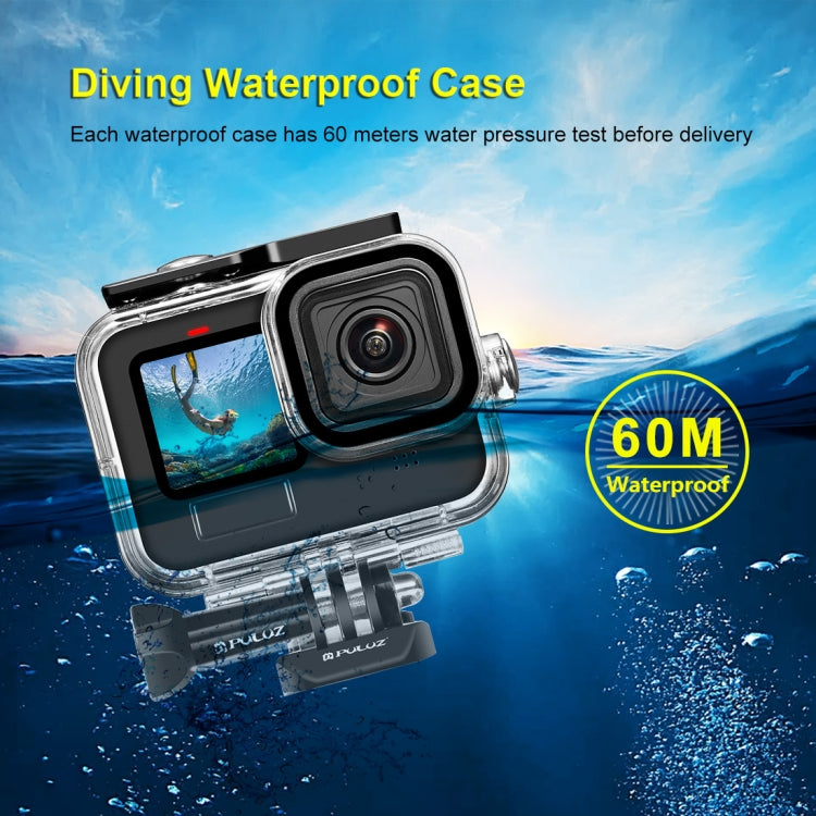 PULUZ para GoPro HERO12 Negro /11 Negro /10 Negro /9 Negro 60m Carcasa protectora impermeable con hebilla Montaje básico y tornillo, For GoPro HERO9 Black