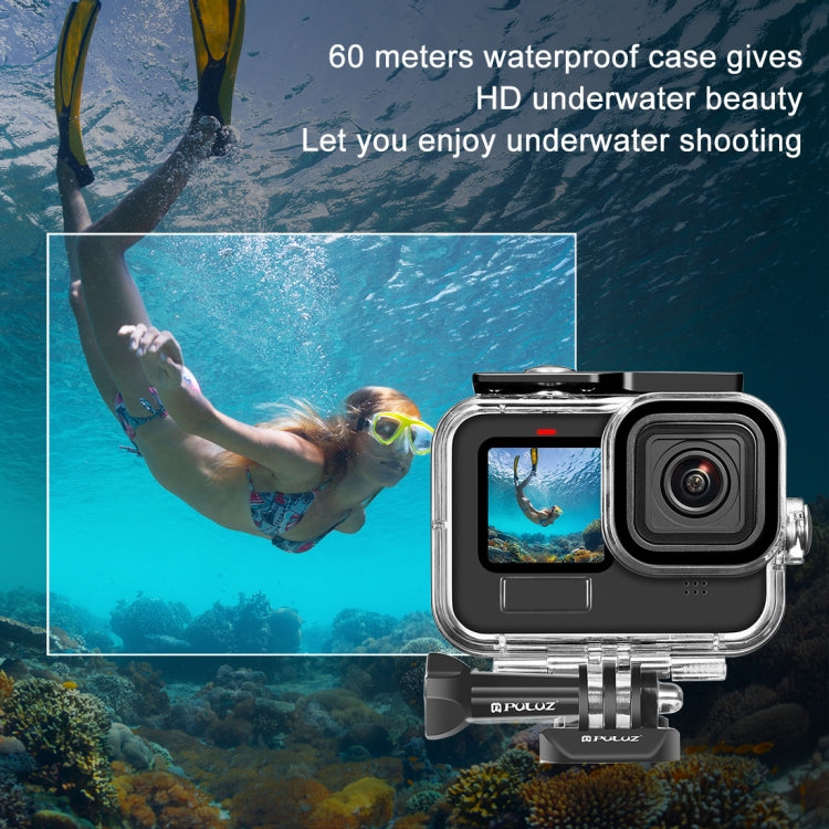 PULUZ para GoPro HERO12 Negro /11 Negro /10 Negro /9 Negro 60m Carcasa protectora impermeable con hebilla Montaje básico y tornillo, For GoPro HERO9 Black