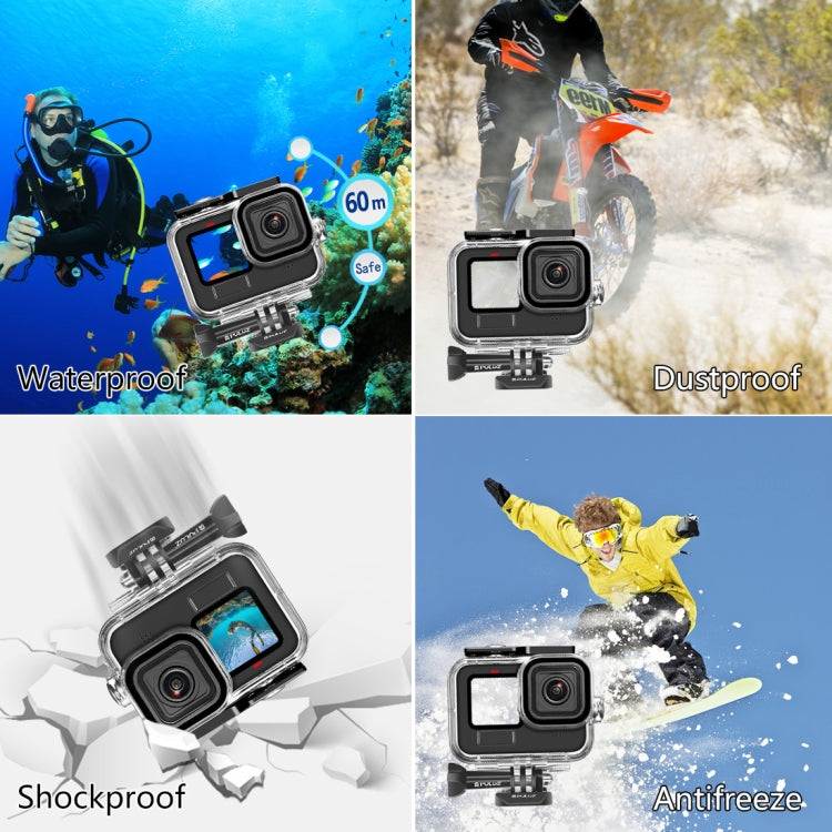 PULUZ para GoPro HERO12 Negro /11 Negro /10 Negro /9 Negro 60m Carcasa protectora impermeable con hebilla Montaje básico y tornillo, For GoPro HERO9 Black