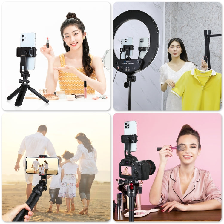 PULUZ Soporte de abrazadera ABS para teléfono con disparo horizontal y vertical giratorio de 360 grados para iPhone, Galaxy, Huawei, Xiaomi, Sony, HTC, Google y otros teléfonos inteligentes, Plastic Clamp