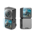Lente PULUZ 3 en 1 + Pantalla LCD frontal y trasera Película de vidrio templado 9H 2.5D para DJI Action 2, Lens Screen Film