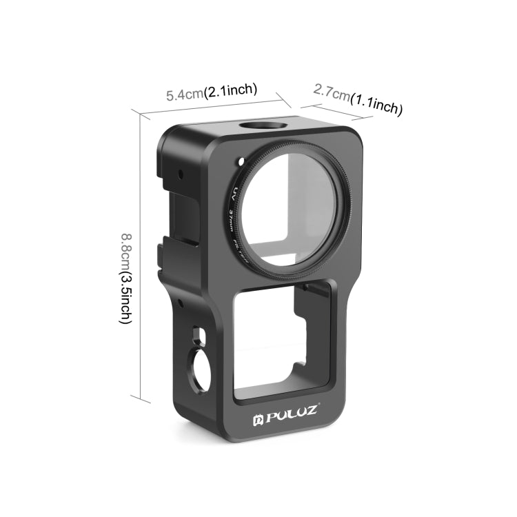 Jaula de aleación de aluminio CNC PULUZ para DJI Action 2, Aluminum Cage (Black), Aluminum Cage (Titanium Color)