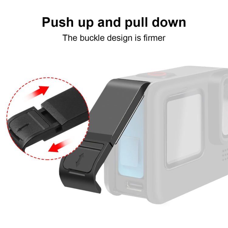 PULUZ para GoPro HERO12 Negro /11 Negro /10 Negro /9 Negro Funda protectora de silicona + Cubierta de interfaz lateral POM con correa para muñeca y cubierta de lente, For GoPro HERO12 Black Silicone Case + Side Cover