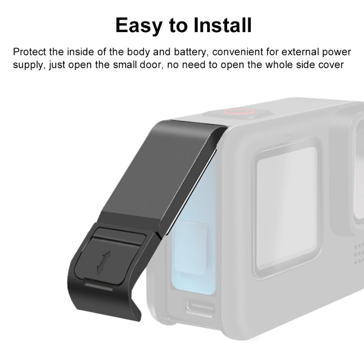 Cubierta de interfaz lateral de batería de plástico PULUZ POM para GoPro HERO12 Negro /11 Negro /10 Negro /9 Negro, POM Plastic Side Cover