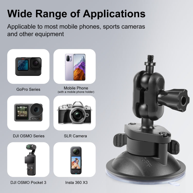Soporte de ventosa con brazo mágico PULUZ de 1/4 de pulgada, 1/4 inch Suction Cup Mount