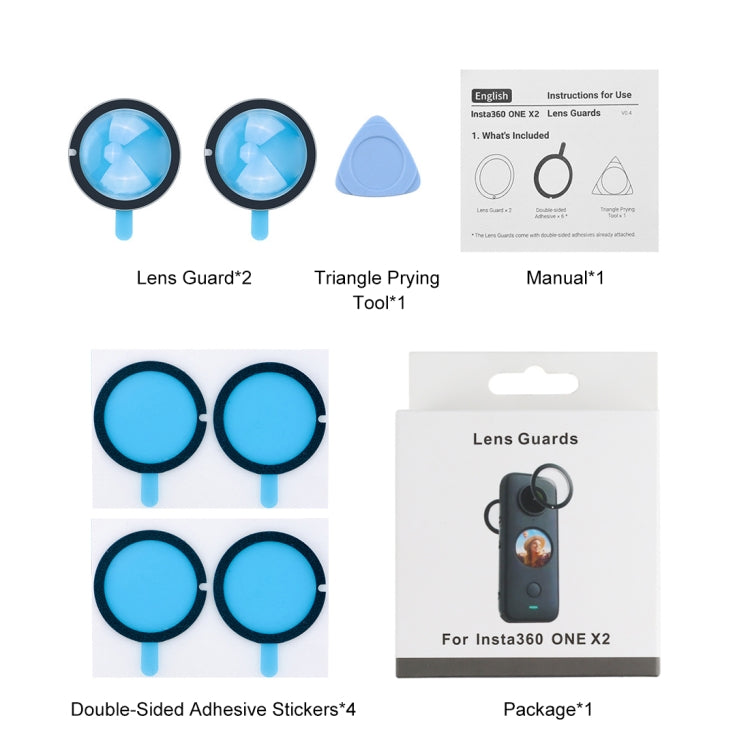 Cubierta protectora de PC con protector de lente PULUZ para Insta360 One X2, Lens Guard For Insta360 ONE X2