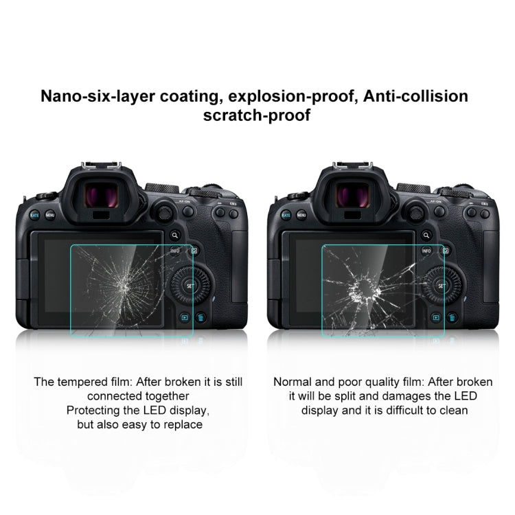 Película de vidrio templado PULUZ 2.5D 9H para Canon EOS R6, For Canon EOS R6