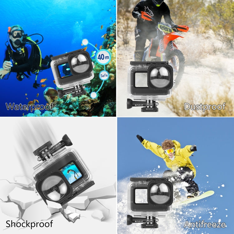 PULUZ Funda protectora impermeable de 40 m con hebilla, montaje básico y tornillo para GoPro HERO12 Black /11 Black /11 Black Mini /10 Black /9 Black Max Lens Mod, For GoPro Hero11 Black / HERO10 Black