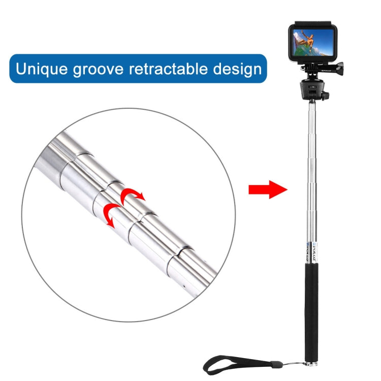 Monopié selfie portátil extensible PULUZ para GoPro Hero11 Black / HERO10 Black / HERO9 Black /HERO8 / HERO7 /6/5/5 Session /4 Session /4/3+ /3/2/1, Insta360 ONE R, DJI Osmo Action y otrosCámaras de acción, longitud: 22,5-80 cm, Length: 22.5-100cm