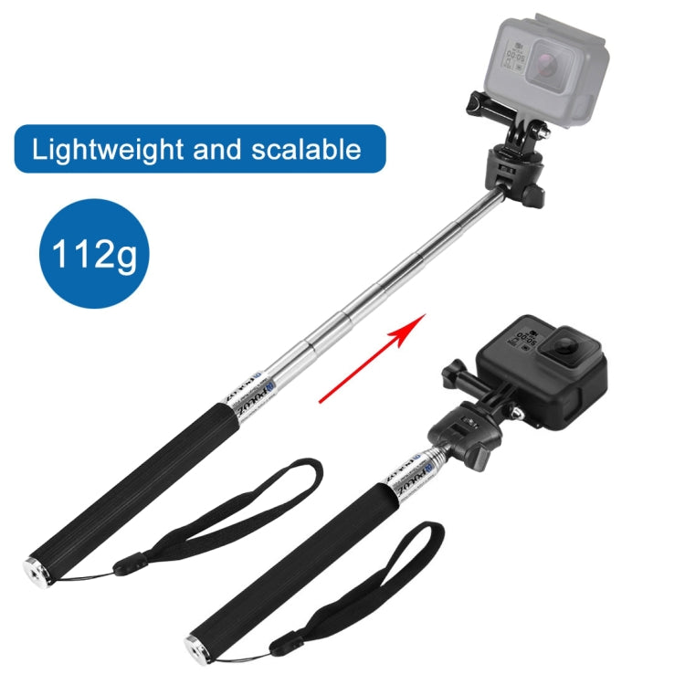 Monopié selfie portátil extensible PULUZ para GoPro Hero11 Black / HERO10 Black / HERO9 Black /HERO8 / HERO7 /6/5/5 Session /4 Session /4/3+ /3/2/1, Insta360 ONE R, DJI Osmo Action y otrosCámaras de acción, longitud: 22,5-80 cm, Length: 22.5-100cm