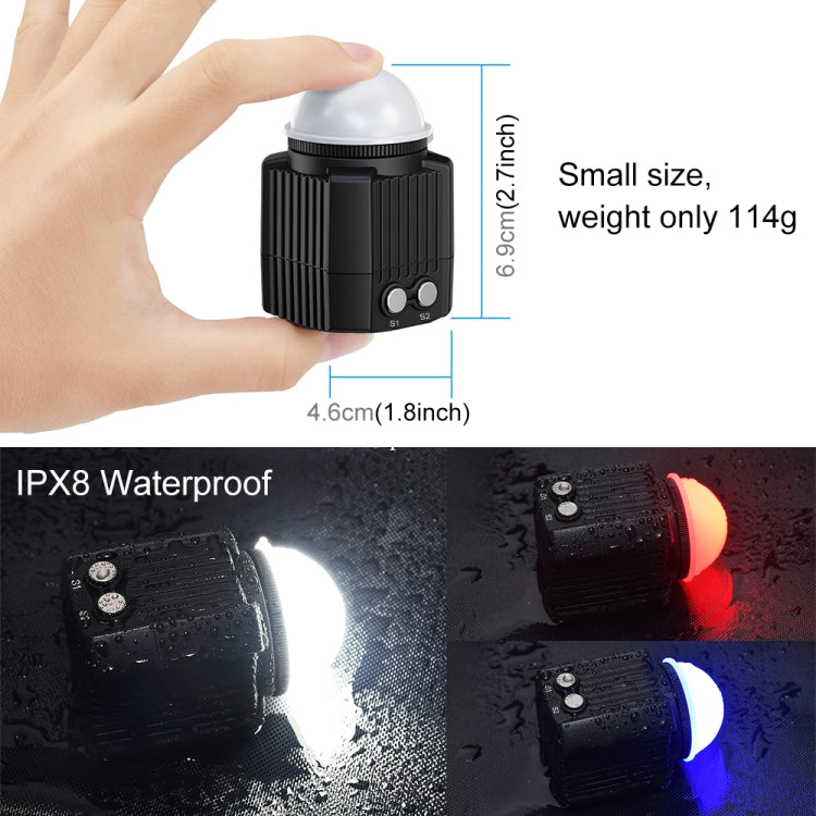 Luz de relleno para fotografía LED subacuática PULUZ de 60 m, luz de buceo de 7,4 V/1100 mAh para GoPro Hero11 Black / HERO10 Black / HERO9 Black /HERO8 / HERO7 /6/5/5 Session /4 Session /4/3+ /3/2/1, Insta360ONE R, DJI Osmo Action y otras cámaras de a...