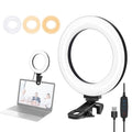 PULUZ Anillo de luz para selfies de 6,2 pulgadas y 16 cm, 3 modos, USB, regulable, temperatura de doble color, LED curvo, Vlogging, fotografía, luces de vídeo con soporte para clip para monitor, 6.2 inch Light+Clip
