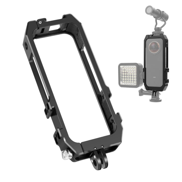 Marco de carcasa protectora PULUZ con soportes para zapata fría y adaptador de trípode plegable magnético para Insta360 ONE X2, Cage For Insta360 ONE X2