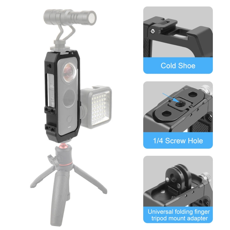 Marco de carcasa protectora PULUZ con soportes para zapata fría y adaptador de trípode plegable magnético para Insta360 ONE X2, Cage For Insta360 ONE X2