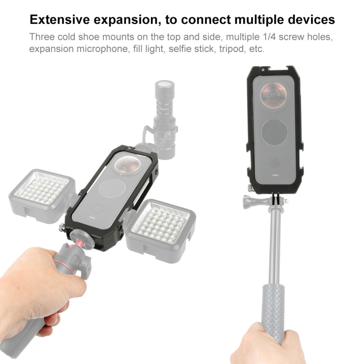 Marco de carcasa protectora PULUZ con soportes para zapata fría y adaptador de trípode plegable magnético para Insta360 ONE X2, Cage For Insta360 ONE X2