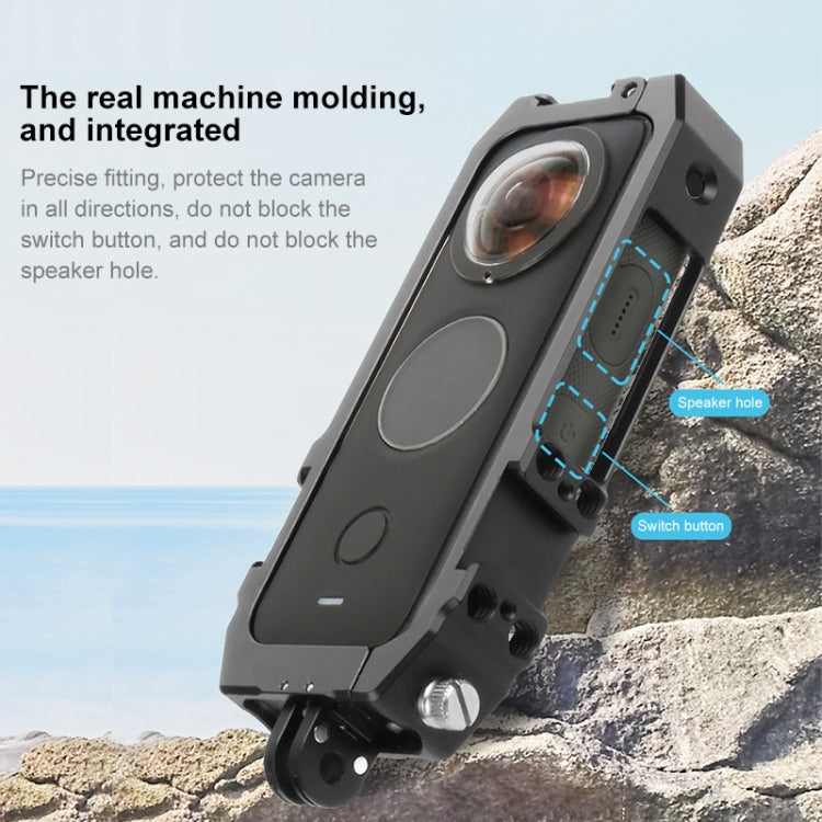 Marco de carcasa protectora PULUZ con soportes para zapata fría y adaptador de trípode plegable magnético para Insta360 ONE X2, Cage For Insta360 ONE X2