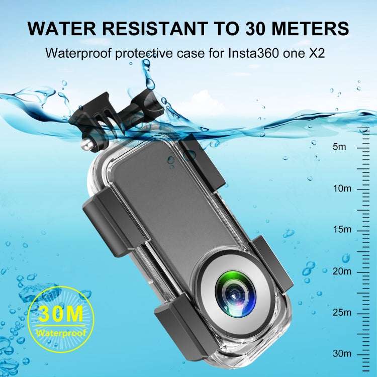 Carcasa impermeable subacuática PULUZ 30 m para Insta360 ONE X2, Underwater Case For Insta360 ONE X2