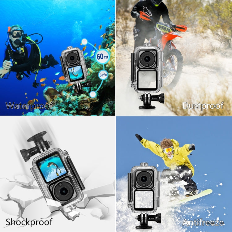 Carcasa impermeable PULUZ de 60m para buceo para unidad de cámara DJI Action 2/Combo de potencia Action 2/Combo de pantalla dual Action 2, Diving Case