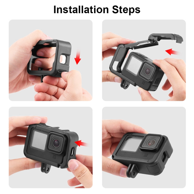 Jaula PA de expansión de marco PULUZ con cubierta de interfaz lateral para GoPro HERO12 Negro /11 Negro /10 Negro /9 Negro, PA Cage with Side Cover